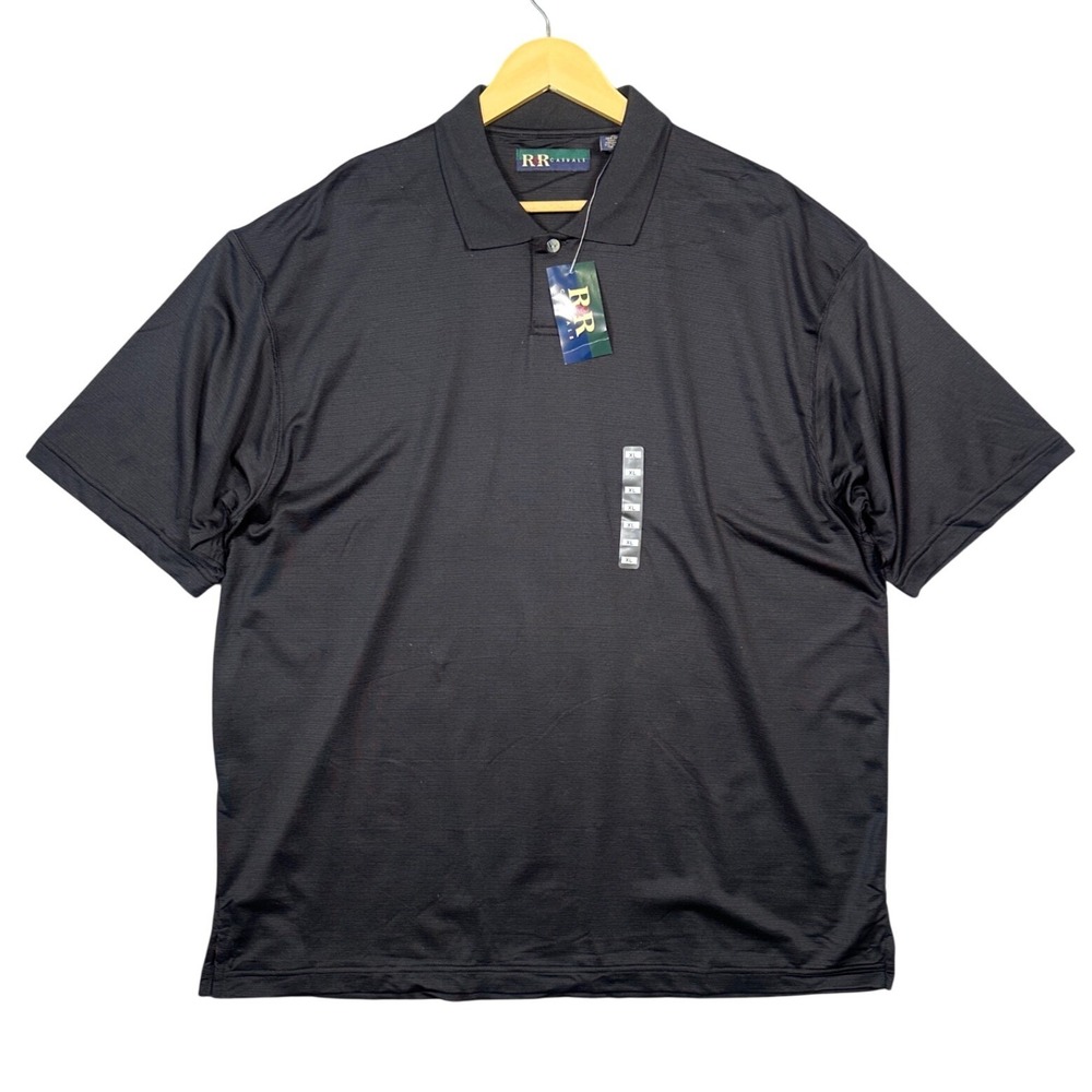 R&R CASUALS Mens‎ Black Golf Polo Shirt XL Short Sleeve Textured Performance NWT